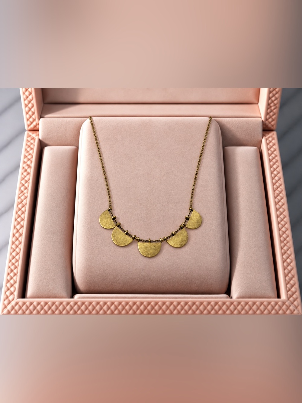 Brass Half-Moon Pendant Necklace - Women's Jewelry
